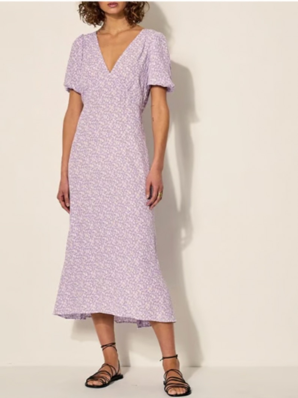 KIVARI ELISE TIE BACK SHORT SLEEVE MIDI DRESS Size US 6